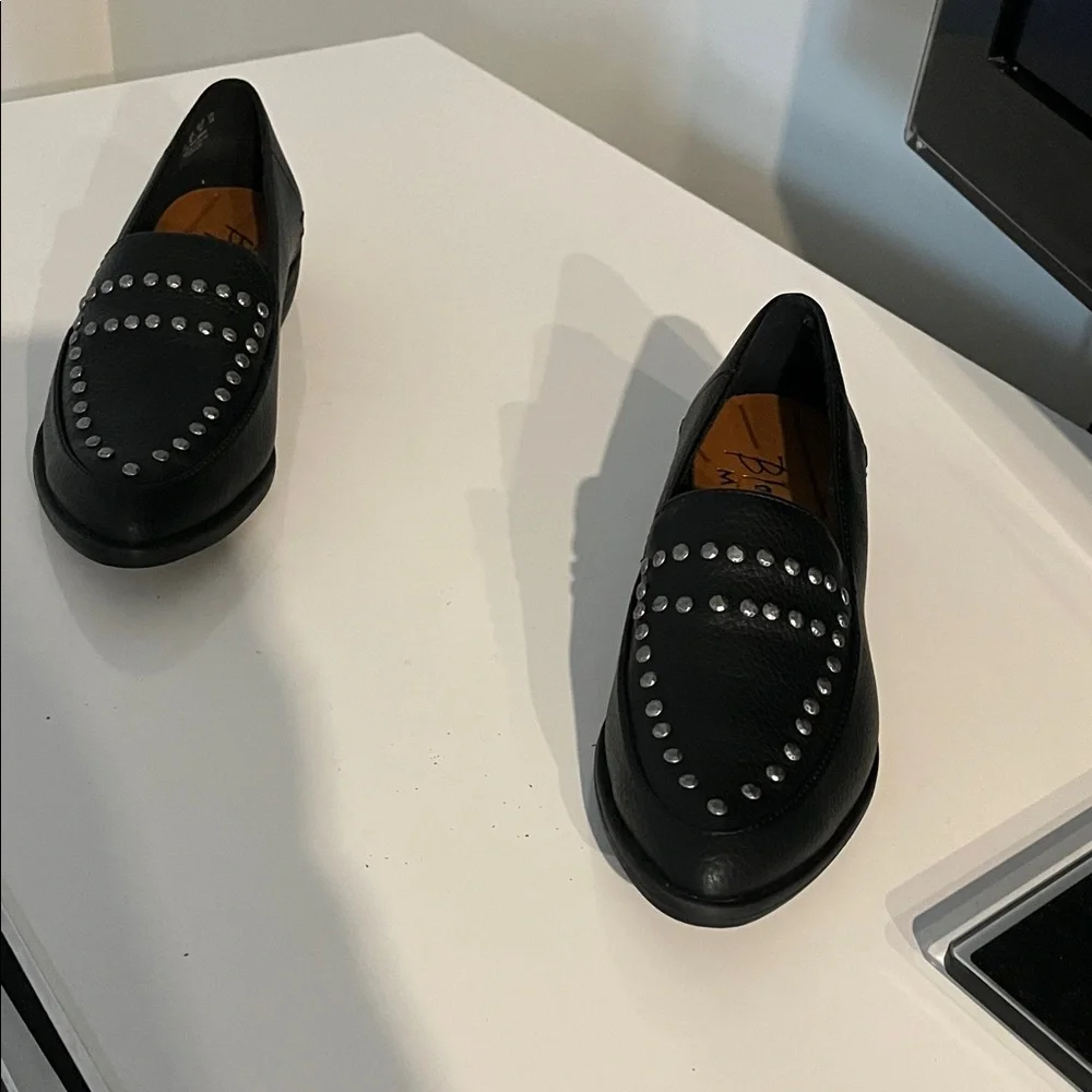 Blowfish Harper Black Loafers with Silver Studded Slip on Vegan Loafers Size 7.5